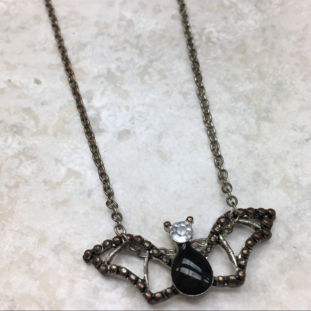 Bat Silver/Rose Gold Necklace, Diamond/Bronze - Picture 1 of 5